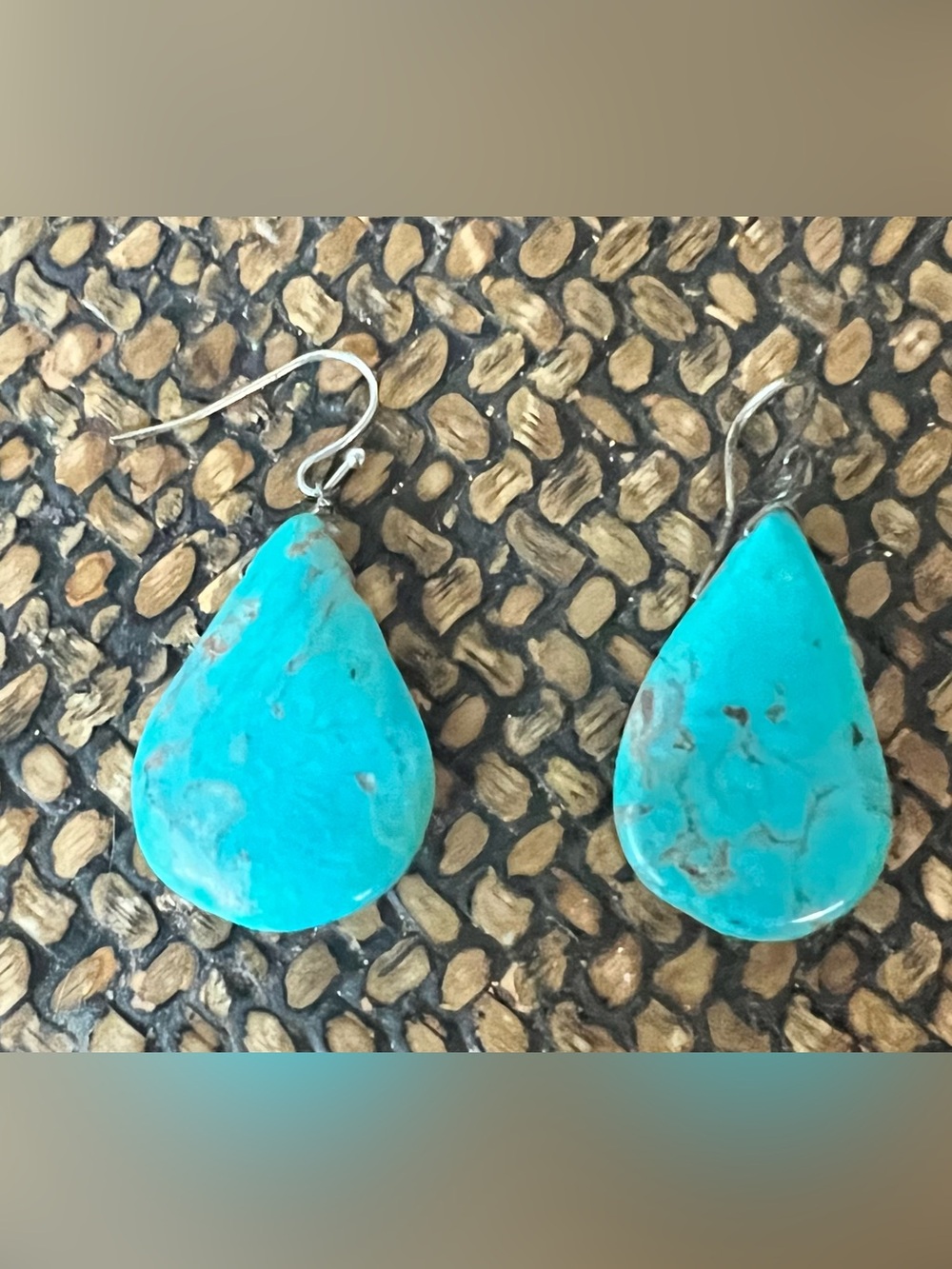 Genuine Turquoise Teardrop Dangle Earrings